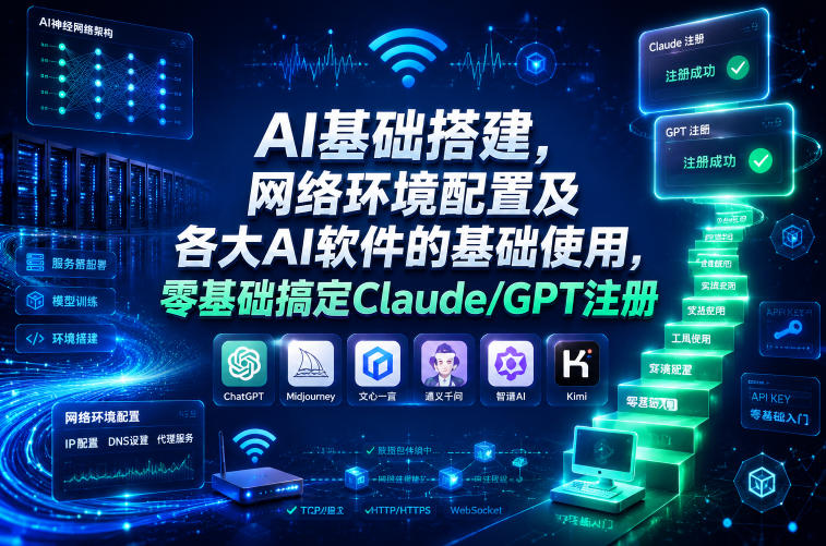 AI基础搭建，网络环境配置及各大AI软件的基础使用，零基础搞定Claude/GPT注册-小鸿资源库