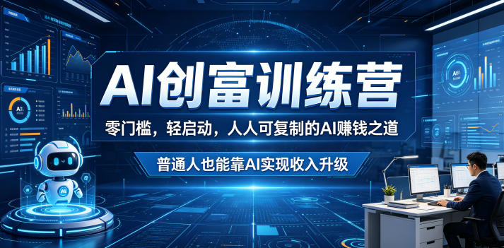 AI创富训练营，零门槛，轻启动，人人可复制的AI賺钱之道，普通人也能靠AI实现收入升级-小鸿资源库