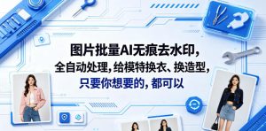 图片批量AI无痕去水印，全自动处理，给模特换衣、换造型，只要你想要的，都可以(软件+视频教程)-小鸿资源库