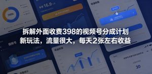 拆解外面收费398的视频号分成计划新玩法，流量很大，每天2张左右收益-小鸿资源库