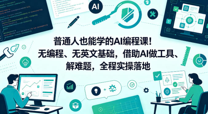 普通人也能学的AI编程课！无编程、无英文基础，借助AI做工具、解难题，全程实操落地（更新6月）-小鸿资源库