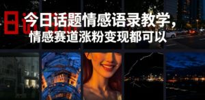 今日话题情感语录教学，情感赛道涨粉变现都可以-小鸿资源库