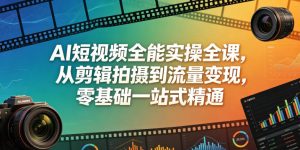 AI短视频全能实操全课，从剪辑拍摄到流量变现，零基础一站式精通-小鸿资源库