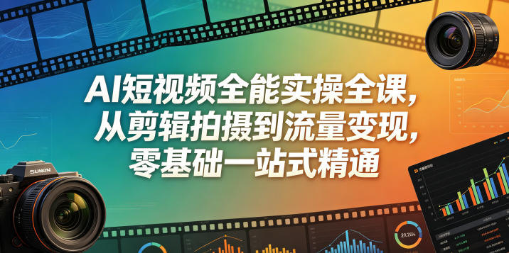 AI短视频全能实操全课，从剪辑拍摄到流量变现，零基础一站式精通-小鸿资源库