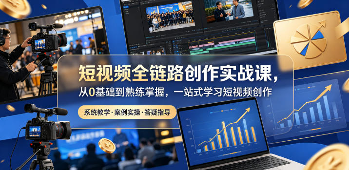 短视频全链路创作实战课，从0基础到熟练掌握，一站式学习短视频创作-小鸿资源库
