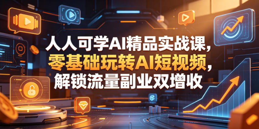 人人可学AI精品实战课，零基础玩转AI短视频，解锁流量副业双增收-小鸿资源库