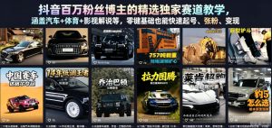 抖音百万粉丝博主的精选独家赛道教学，涵盖汽车+体育+影视解说等，零基础也能快速起号、涨粉、变现-小鸿资源库