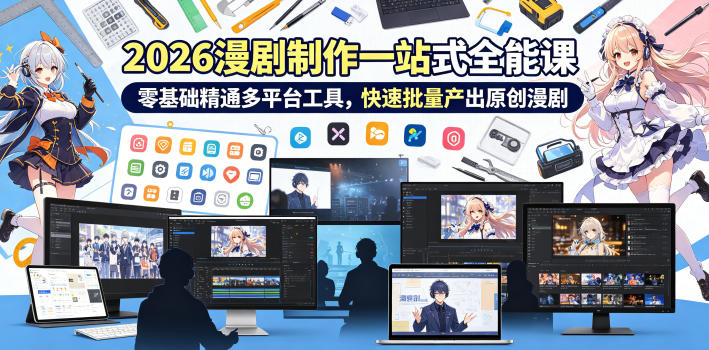 2026 AI漫剧制作一站式全能课，零基础精通多平台工具，快速批量产出原创漫剧-小鸿资源库