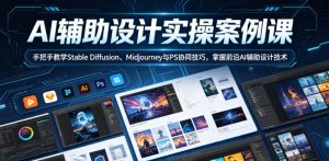 AI辅助设计实操案例课，手把手教学Stable Diffusion、Midjourney与PS协同技巧，掌握前沿AI辅助设计技术-小鸿资源库