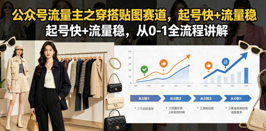 公众号流量主之穿搭贴图赛道，起号快+流量稳，从0-1全流程讲解-小鸿资源库