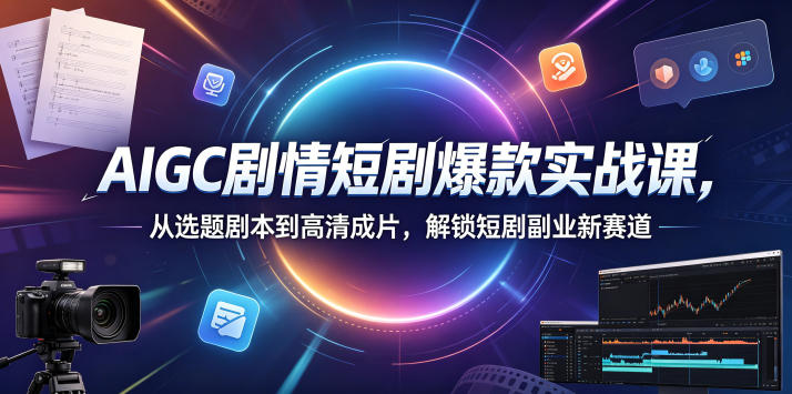 AIGC剧情短剧爆款实战课，从选题剧本到高清成片，解锁短剧副业新赛道-小鸿资源库