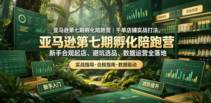 亚马逊第七期孵化陪跑营｜千单店铺实战打法，新手合规起店、避坑选品、数据运营全落地-小鸿资源库